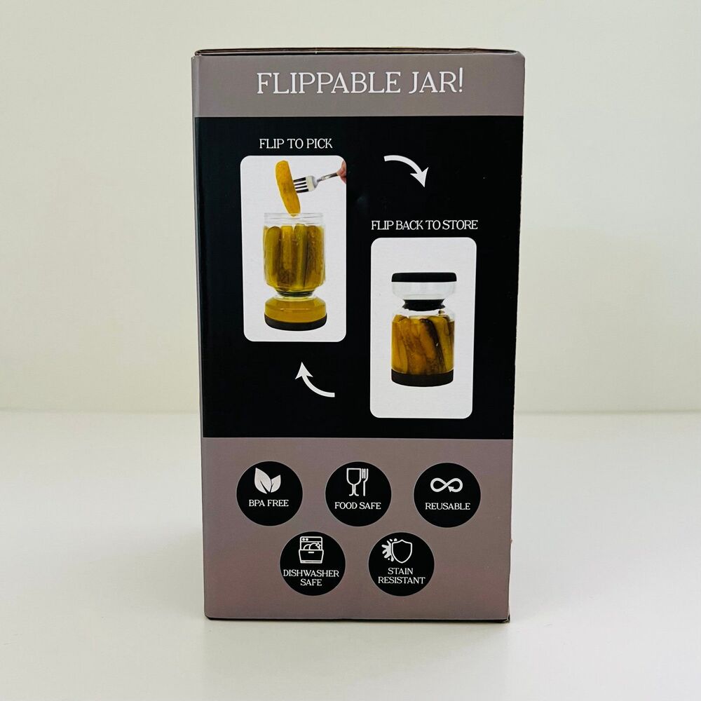 GOURMET KITCHEN Hourglass Glass Drain Insert Flippable Pickle Jar - Picture 5 of 10